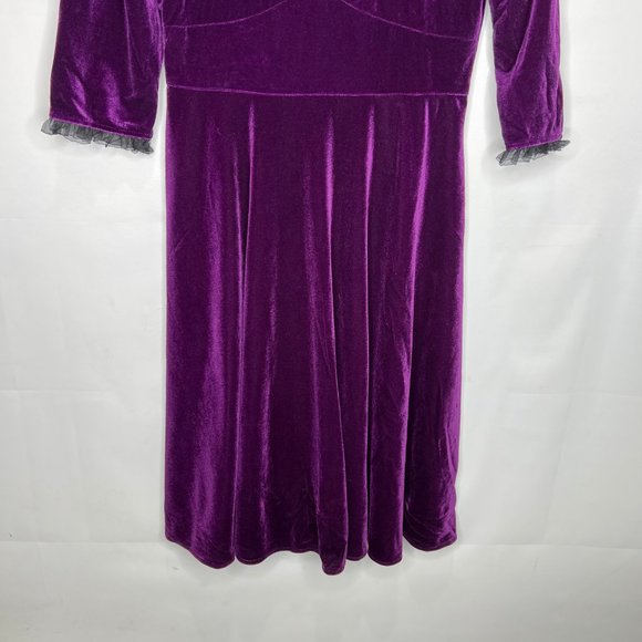 NWT iLover Dress sz Lg Purple Velvet Gothic Vintage Look Fit & Flare - Picture 3 of 10